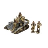 King & Country British 8th Army EA16 Vickers Mk VI Light Tank and crew (3),  VG, (4)