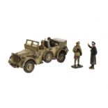 King & Country Afrika Korps AK46 Rommel's Desert Horch with standing Rommel, and WSS34 standing