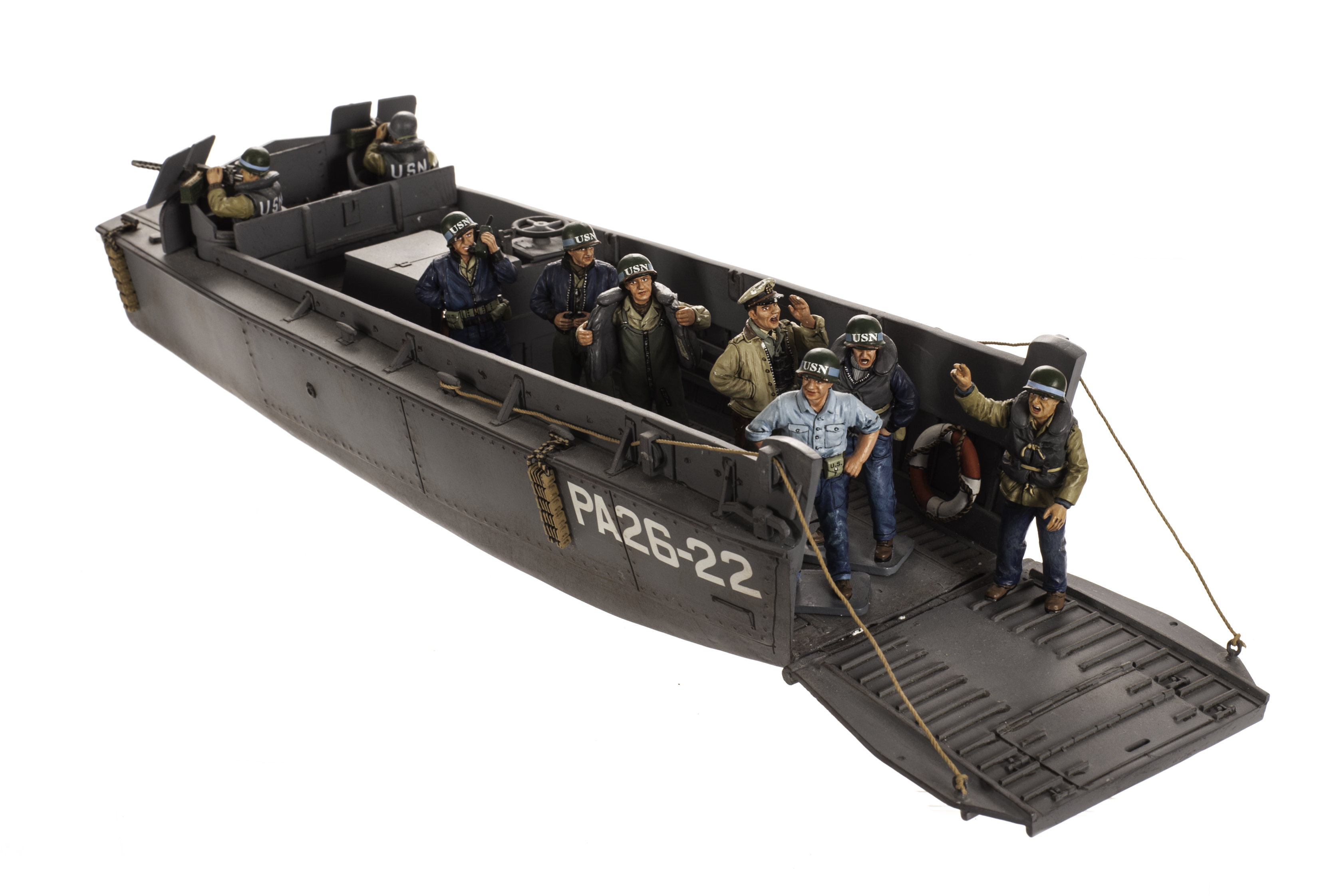 King & Country D-Day LCVP Landing Craft DD138 with crewmen (3),  and 130, 131, 139, 140, 144 and 145