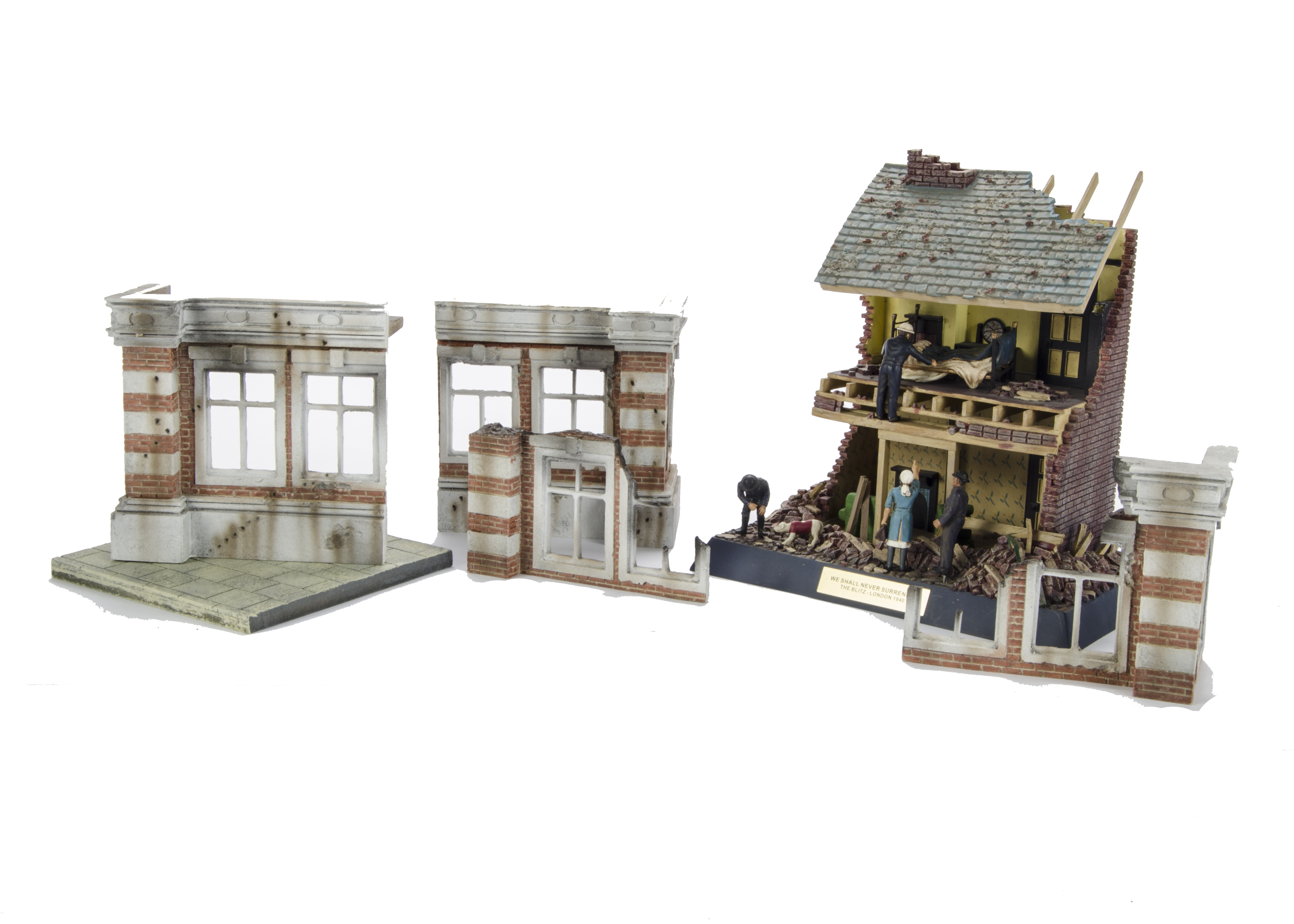 King & Country scenery, SP58 The Corner Flower Shop, AH1A, 1B and 1C building facades on bases,