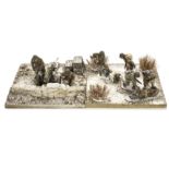 King & Country Battle of the Bulge dioramas on JG Miniatures bases, BBA9 75 mm Howitzer and crew,