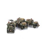 King & Country Arnhem series Jeeps, MG01, MG02 with trailer, and MG29, VG, (4),
