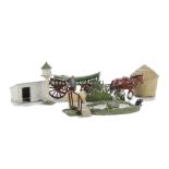 Collection of English made farm lead figures, including Charbens diecast Tumbrel cart and 4 wheel