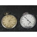 Two Art Deco period open faced pocket watches, both having top winders, one by Elgin, the other by