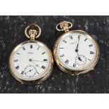 An early 20th century rolled gold open faced pocket watch by Waltham, having subsidiary seconds dial