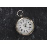 A late 19th century continental silver lady’s open faced fob watch, with pretty enamel dial