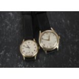 Two vintage 9ct gold cased gentleman’s wristwatches, one from Garrard having subsiduary dial and