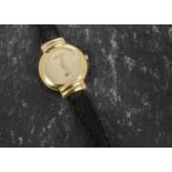 A Gucci 5300J gold plated quartz wristwatch, no. 0006208, gilt brushed dial and sword hands, on a