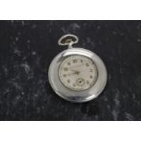 A stylish Art Deco slimline continental silver open faced pocket watch from F.W. Eisenhart, Swiss