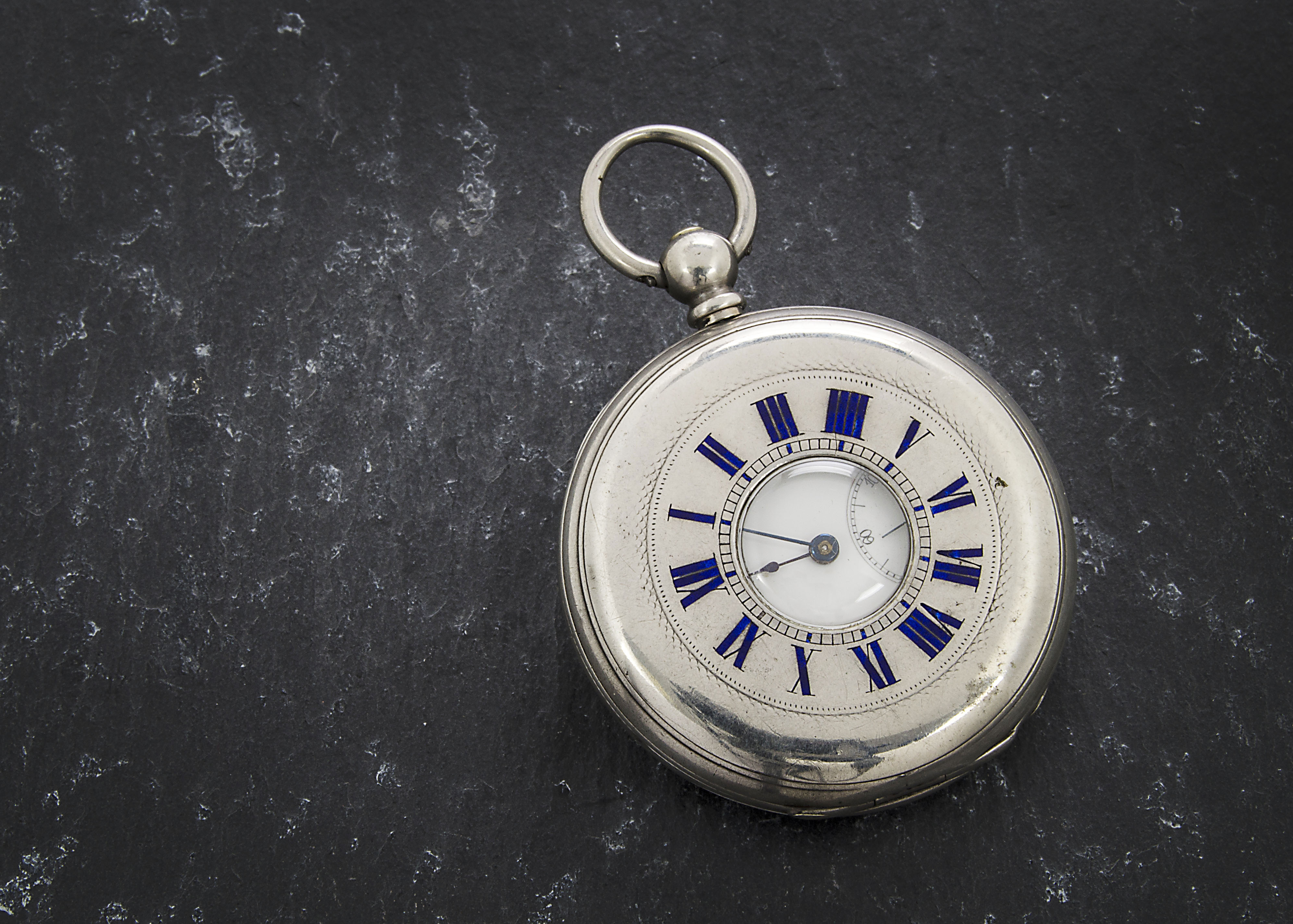 A 19th century continental silver half hunter pocket watch, c1870, the white enamel dial signed J.