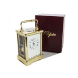 A modern brass repeater carriage timepiece by L’Epee, with box and instruction booklet dated 1993,