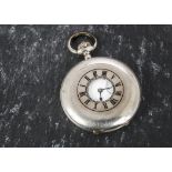A late 19th century continental silver half hunter pocket watch, retailed through Lawn & Alder,