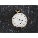 An early 20th century gold plated slimline open faced pocket watch by E. Howard Watch Co, marked