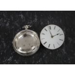 A George III silver open faced verge pocket watch by Francis Perigal, Royal Exchange, case dated for