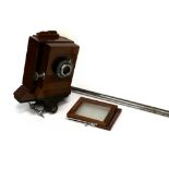 An Un-Marked Mahogany Monorail Camera, with Carl Zeiss Jena Tessar f/3.5 75mm lens