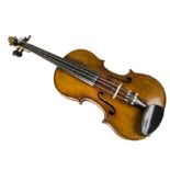 Violin: A German late 19th early 20th century violin and bow, sold with modern case