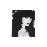 Kate Bush: A 10"x 8" black and white photograph signed in pen with dedication 'To Steve Love From