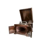 Table grand gramophone: an EMG Mark IV gramophone with goose-neck tone-arm, Meltrope 3 soundbox,