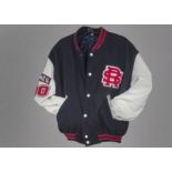 Rolling Stones: A 'Steel Wheels/ Urban Jungle' crew tour jacket, baseball style, in navy blue wool-