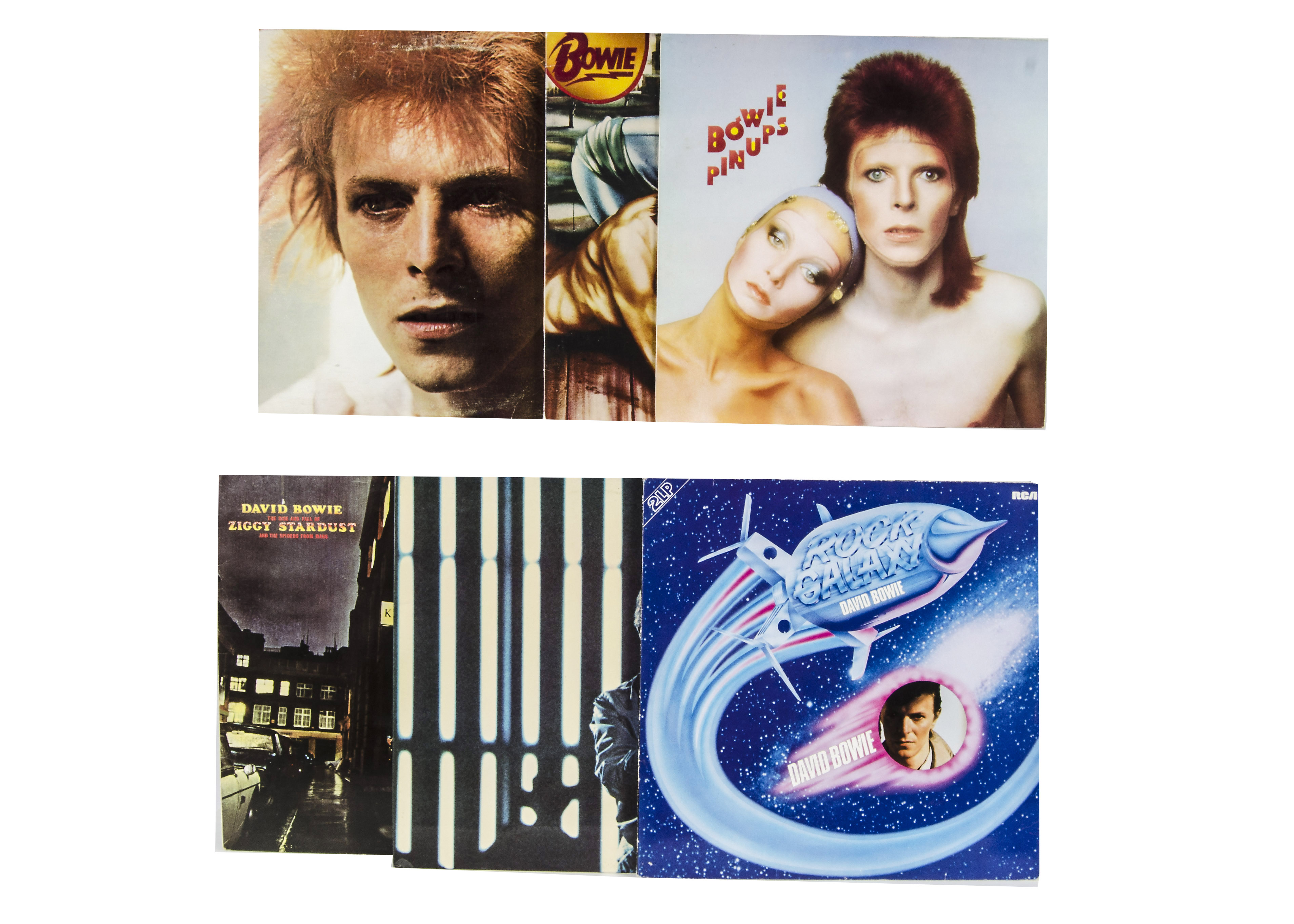 David Bowie: nine albums Pin Ups, Rise and Fall Of Ziggy Stardust (lyric inner), Space Oddity (