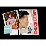 Chuck Berry / Autograph: A 10"x8" colour photograph signed in blue pen sold with 1992 tour programme