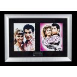 Grease / Autographs: two framed and glazed colour prints one signed by Olivia Newton John and John