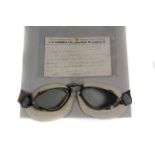 Brooklands - A pair of original race-worn goggles by EB Meyrovitz of Bond St London c1930s: nickel-