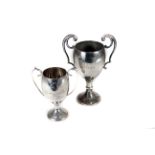 BARC Goodwood: An early post-war silver-plated trophy cup with applied enamel badge motif c1950s,