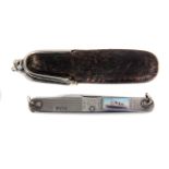 RMS Queen Mary Maiden Voyage c1936: A fine HM Silver Souvenir Penknife having inset enamel panel