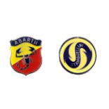 Abarth and Stanguellini Radiator Badges: Two high-quality reproduction 1950s-pattern radiator or