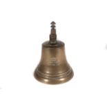 Battle of Jutland “HMS Tiger” Souvenir Ship’s Bell c1916: cast-bronze with decorative finial