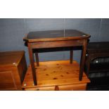 A 19th century walnut and maple side table, on chamfered legs 61cm W