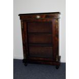 A Victorian walnut pier cabinet, with floral Sevres plaque, and boxwood stringing 108cm H