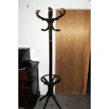 A Michael Thonet style bentwood hat stand, in dark finish