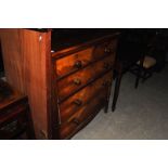A George III mahogany chest, of two over three drawers on splay bracket feet 91.5cm W