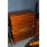 A pair of pine blanket boxes, plus a small pine chest of drawers (3)