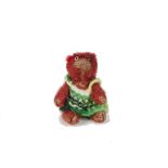A Farnell red mohair ‘soldier’ Teddy bear, 1st world war, with clear and black glass eye, pipe -