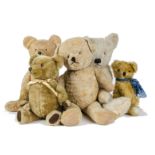 Five post - war British Teddy Bears: a gold mohair Lefray jointed Teddy Bear - 17½in. (45cm.)