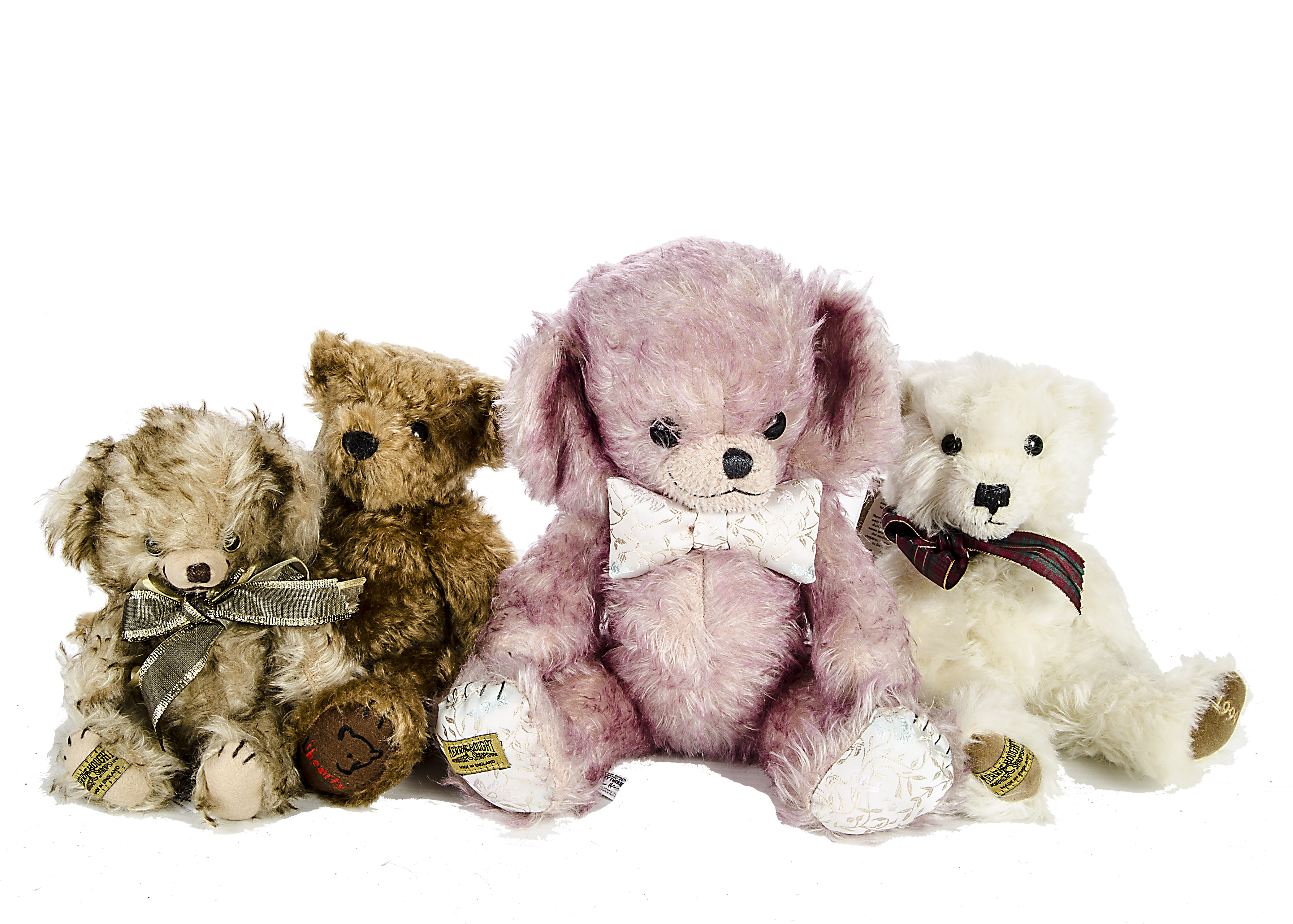 Four Limited Edition Merrythought Teddy Bears: a pink Cotton Candy Cheeky bear - 15in. (38cm.); a