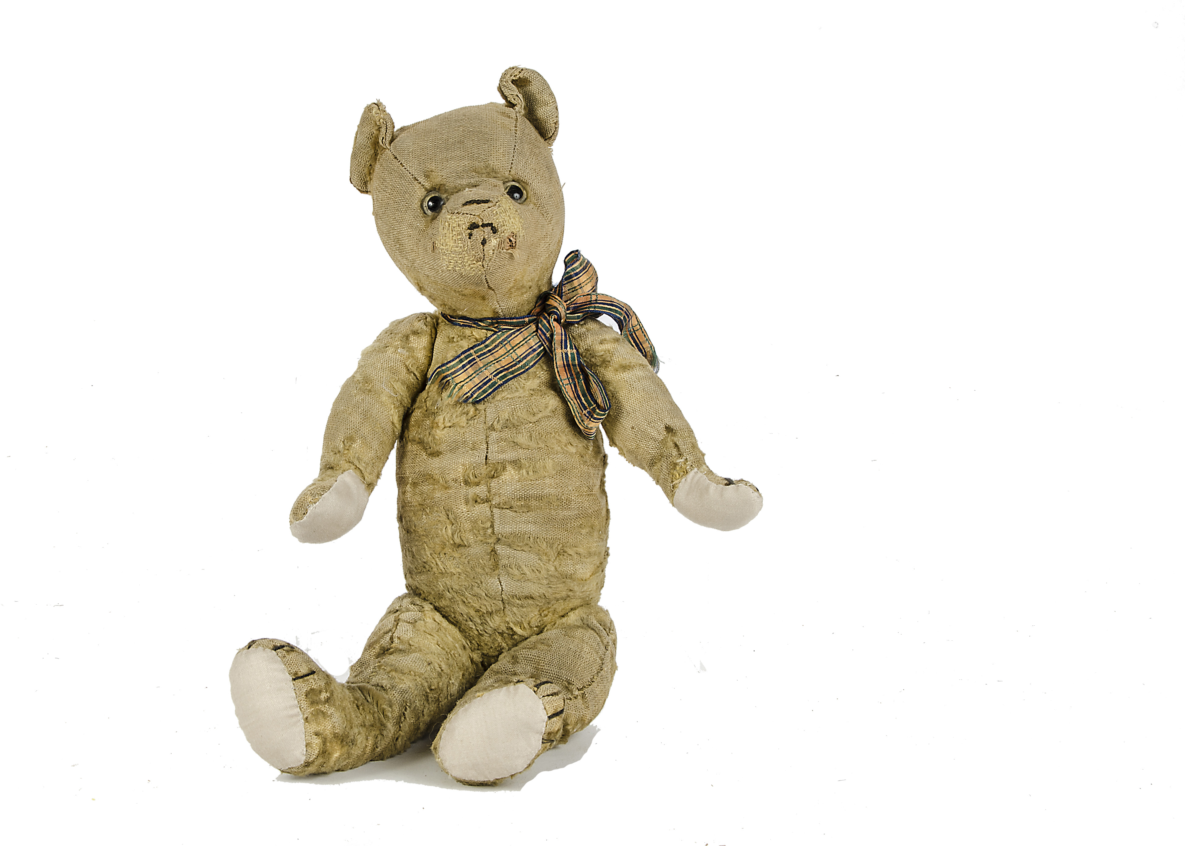 A Chiltern artificial silk plush Teddy Bear, the property of B. Taylor, 1930s, with yellow plush,