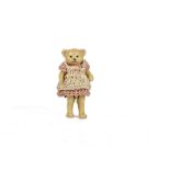 A Hertwig all - bisque girl Teddy Bear, 1910-20s, with pin - joints and pink crochet dress - 1¾