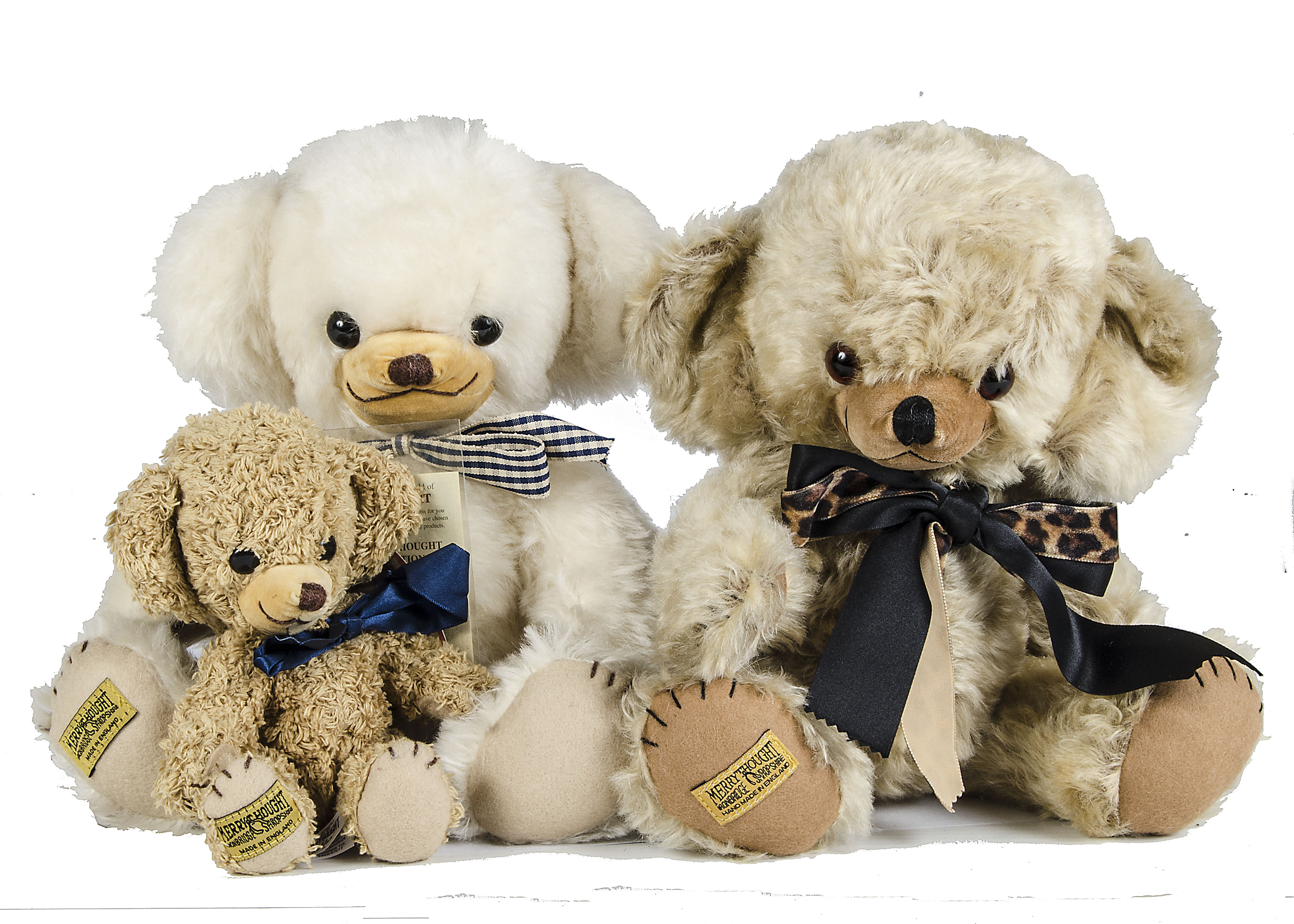 Three Merrythought Limited Edition Cheeky Teddy Bears: a Cloud Silk Cheeky, 223 of 1000 - 15in. (