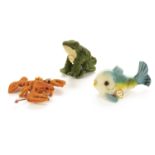 Steiff post - war Aquatic animals: a small Crabby Lobster with orange felt body and card tag - 4½in.