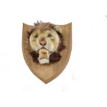 A rare small Steiff lion trophy head, 1958, made exclusively for the USA with golden mohair, black