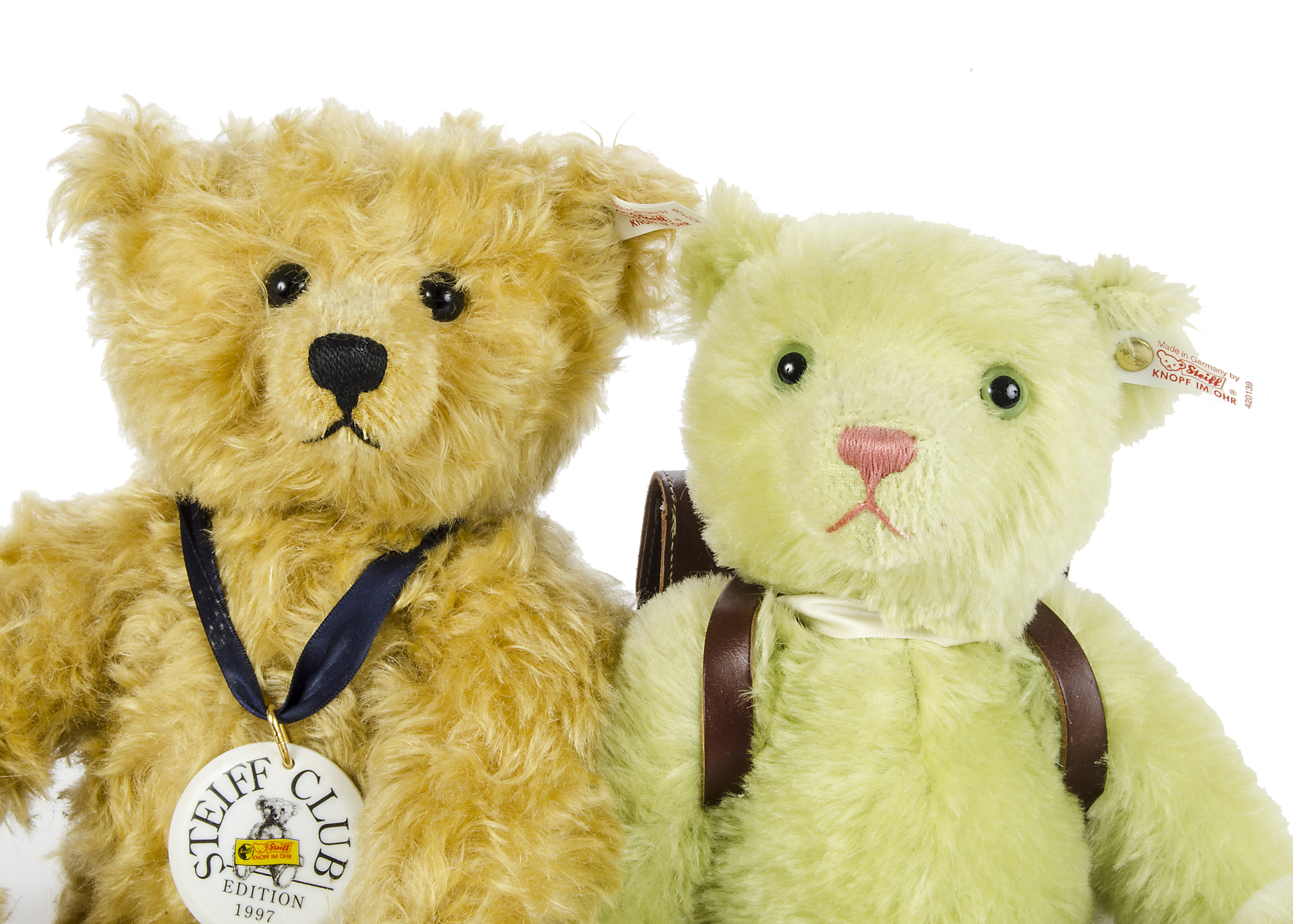 Two Steiff Club Editions: a Picnic Bear, 1997/98, No.3144 for the year; and a School Starter Bear,