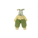 A fine and unusual Chad Valley Dutch rabbit, 1930s, with green and yellow artificial silk plush,