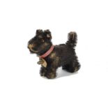 A small 1930s Steiff Scotty Dog, No.1308,0, with black mohair, brown and black glass eyes, pink