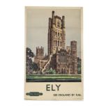 A 1950s British Railway Poster ‘Ely’, depicting Ely Catherdral, painted by Kenneth Steel, printed by