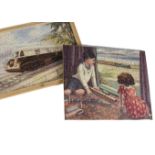 A Chad Valley GWR Jigsaw ‘The Model Railway’, showing two 1930s children playing with their 0