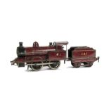 A Bing Gauge I Clockwork Midland Railway 0-4-0 Locomotive and Tender: No 281, in MR crimson lake